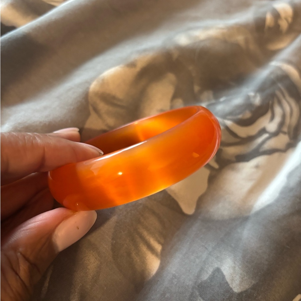 Vibrant Orange Cat Eye Bangle Bracelet